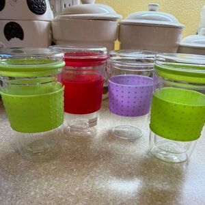 3 Hallmark Glass Tea Infuser with Lid Travel Cup 13.5 oz silicone grip BRAND NEW